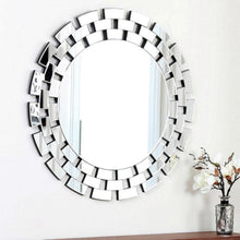 Load image into Gallery viewer, Modern 35.5 inch Round Wall Mirror with Tiered Glass Brick Border