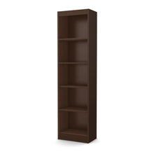 Load image into Gallery viewer, 5-Shelf Narrow Bookcase in Chocolate Brown Finish