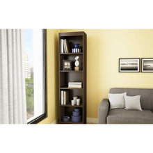 Load image into Gallery viewer, 5-Shelf Narrow Bookcase in Chocolate Brown Finish