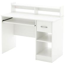 Load image into Gallery viewer, Modern Computer Desk with Keyboard Tray in White Finish