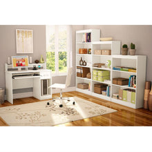 Load image into Gallery viewer, Modern Computer Desk with Keyboard Tray in White Finish