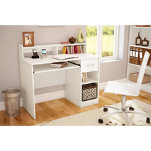 Load image into Gallery viewer, Contemporary Home Office Computer Desk in White Wood Finish