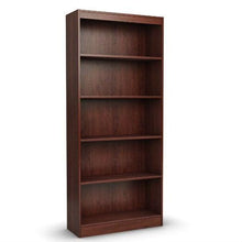 Load image into Gallery viewer, Contemporary 5-Shelf Bookcase Bookshelf in Royal Cherry Wood Finish