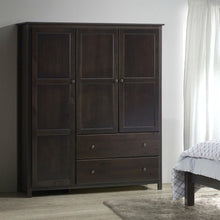 Load image into Gallery viewer, Espresso Wood Finish Bedroom Wardrobe Armoire Cabinet Closet