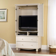 Load image into Gallery viewer, Bedroom Wardrobe Cabinet Storage Armoire with Louver Doors in White