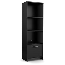 Load image into Gallery viewer, Modern Bookcase with 3 Shelves &amp; Bottom Door in Black