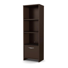 Load image into Gallery viewer, 3-Shelf Bookcase with Bottom Door Storage Space in Chocolate