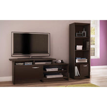 Load image into Gallery viewer, 3-Shelf Bookcase with Bottom Door Storage Space in Chocolate