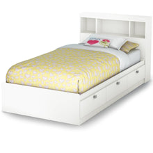 Load image into Gallery viewer, Twin size Modern Bookcase Headboard in White Wood Finish