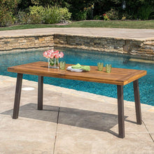 Load image into Gallery viewer, Acacia Wood 69 x 32 inch Outdoor Patio Dining Table in Teak Finish
