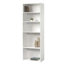 Load image into Gallery viewer, Contemporary 5-Shelf Bookcase Bookshelf in Soft White Wood Finish - Made in USA