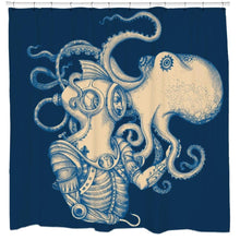 Load image into Gallery viewer, 72 inch Ocean Scuba Diver Octopus Shower Curtain