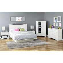 Load image into Gallery viewer, 2-Door Armoire Wardrobe Cabinet with Bottom Storage Drawer in White Wood Finish