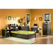 Load image into Gallery viewer, Twin-size Bookcase Headboard in Black Onyx Charcoal Finish
