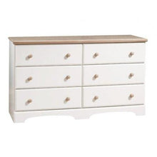 Load image into Gallery viewer, White and Natural Finish Bedroom Dresser with 6 Spacious Drawers