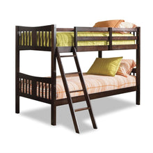 Load image into Gallery viewer, Twin over Twin Solid Wood Bunk Bed in Espresso Finish