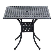 Load image into Gallery viewer, Square 39 x 39 inch Outdoor Patio Dining Table with Black Metal Finish