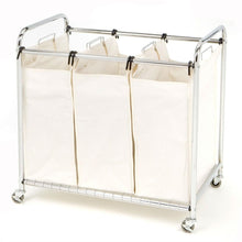 Load image into Gallery viewer, Commercial-Grade Steel Frame 3-Bag Laundry Hamper Cart