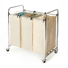 Load image into Gallery viewer, Commercial-Grade Steel Frame 3-Bag Laundry Hamper Cart