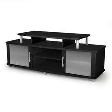 Load image into Gallery viewer, Modern TV Stand in Black Finish with Glass Doors - Fits up to 50-inch TVs