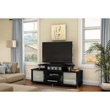 Load image into Gallery viewer, Modern TV Stand in Black Finish with Glass Doors - Fits up to 50-inch TVs