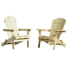 Load image into Gallery viewer, Set of 2 - Outdoor Patio Chair Folding Natural Wood Adirondack Chairs