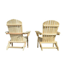 Load image into Gallery viewer, Set of 2 - Outdoor Patio Chair Folding Natural Wood Adirondack Chairs