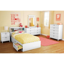 Load image into Gallery viewer, Twin size White Platform Bed for Kids Teens Adults with 3 Storage Drawers