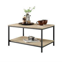 Load image into Gallery viewer, Black Metal Frame Coffee Table with Oak Finish Wood Top and Shelf