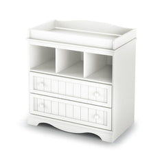 Load image into Gallery viewer, White Wood Baby Diaper Changing Table with 2 Drawers