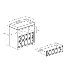 Load image into Gallery viewer, White Wood Baby Diaper Changing Table with 2 Drawers