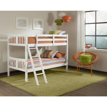 Load image into Gallery viewer, Twin over Twin size Solid Wood Bunk Bed Frame in White Finish