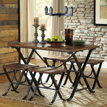 Load image into Gallery viewer, Industrial Style 5-Piece Dining Room Set with Table and 4 Backless Stools
