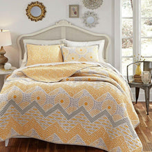 Load image into Gallery viewer, Full - Queen 3 Piece Geometric Sunset Oversized Cotton Quilt Coverlet Set