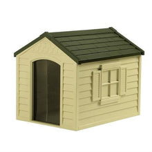Load image into Gallery viewer, Durable Outdoor Plastic Dog House in Taupe and Bronze - For Dogs up to 70 pounds