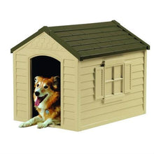 Load image into Gallery viewer, Durable Outdoor Plastic Dog House in Taupe and Bronze - For Dogs up to 70 pounds