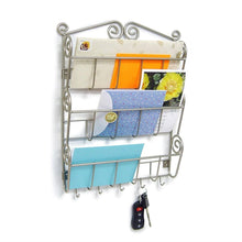 Load image into Gallery viewer, Metal Wall Mount Letter Holder Organizer in Satin Nickel Finish