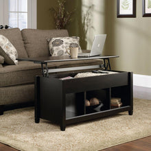 Load image into Gallery viewer, Black Wood Finish Lift-Top Coffee Table with Bottom Storage Space