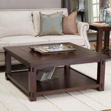 Load image into Gallery viewer, Square Wood Coffee Table in Espresso Finish