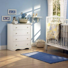 Load image into Gallery viewer, White 4 Drawer Bedroom Chest with Wooden Knobs