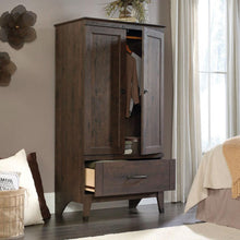 Load image into Gallery viewer, Bedroom Storage Armoire Wardrobe Cabinet in Dark Brown Oak Finish