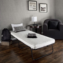 Load image into Gallery viewer, Folding Black Metal Guest Bed Frame with Mattress 31 x 75 inch