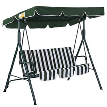 Load image into Gallery viewer, Outdoor Patio Porch Deck Steel Frame 3-Seat Canopy Swing Hammock in Green and White