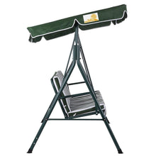 Load image into Gallery viewer, Outdoor Patio Porch Deck Steel Frame 3-Seat Canopy Swing Hammock in Green and White