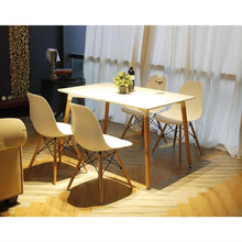 Load image into Gallery viewer, Set of 4 Modern Ergonomic Dining Chairs in White with Wood legs