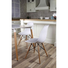 Load image into Gallery viewer, Set of 4 Modern Ergonomic Dining Chairs in White with Wood legs