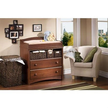 Load image into Gallery viewer, 2-Drawer Changing Table with Open Shelf in Royal Cherry Finish