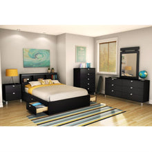 Load image into Gallery viewer, Full size Modern Platform Bed Frame with 4 Storage Drawers in Black