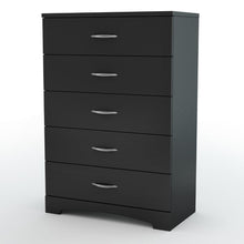 Load image into Gallery viewer, Modern 5-Drawer Bedroom Chest in Black Wood Finish