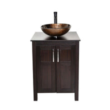 Load image into Gallery viewer, Complete Modern Bathroom Vanity Set with Dark Brown Cabinet Brown Glass Sink Top and Faucet